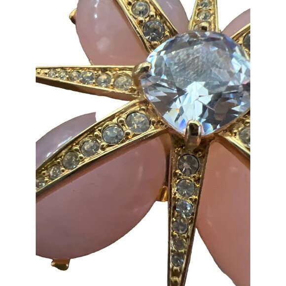 Pink Prong-set Glass Cabochon Stone Rhinestone Vintage Star Brooch Barbiecore Pi - Picture 8 of 11